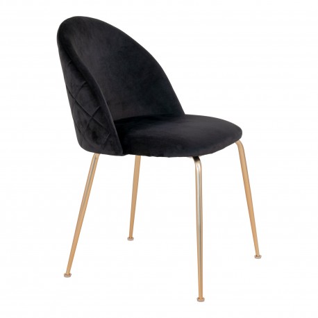 Geneve Spisebordsstol Sort velour med guldben