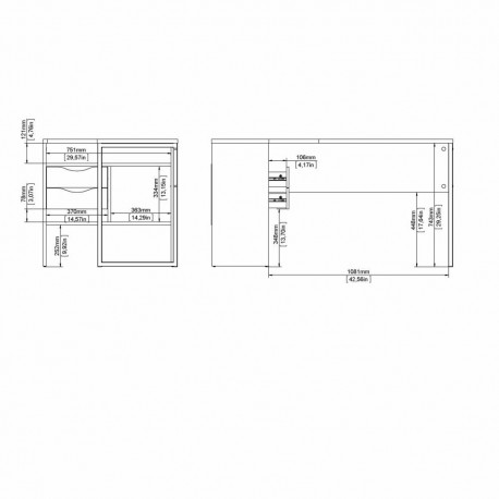 FUNCTION PLUS SKRIVEBORD 2 SKF. - HVID / TRØFFEL