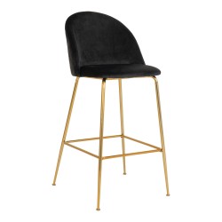 Lausanne Bar Stol - Barstol i sort velour med ben i messing look HN1207