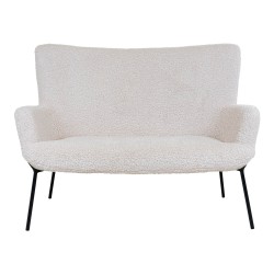 Glasgow Sofa - 2 personers sofa i hvid kunstig lammeskind med sorte ben