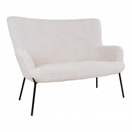 Glasgow Sofa - 2 personers sofa i hvid kunstig lammeskind med sorte ben