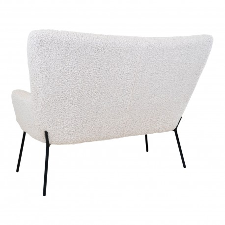 Glasgow Sofa - 2 personers sofa i hvid kunstig lammeskind med sorte ben