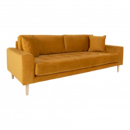 Lido 3 Personers Sofa - Sofa i sennepsgult velour