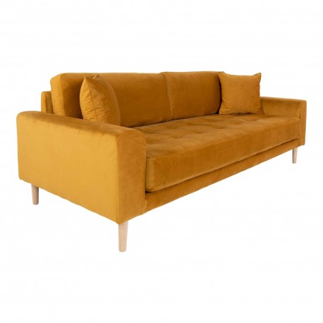 Lido 3 Personers Sofa - Sofa i sennepsgult velour