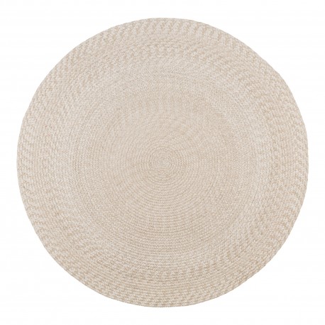 Menorca Tæppe - Rundt flettet tæppe i sand - lavet af 100% genanvendt plastik Ø180 cm