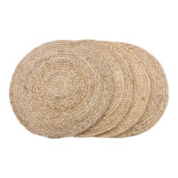 Bombay Dækserviet - Rund dækserviet i flettet natur jute S/4 Ø38 cm
