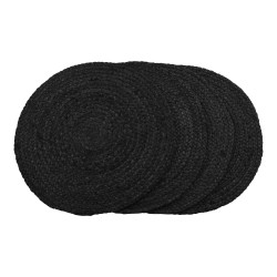 Bombay Dækserviet - Rund dækserviet i flettet mørkegrå jute S/4 Ø38 cm