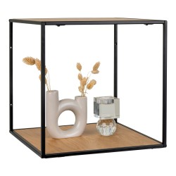 Vita Væghylde - Hylde med sort ramme og egetræslook hylder 36x36x36 cm