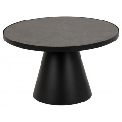 Soli sofabord sort glas Ø65