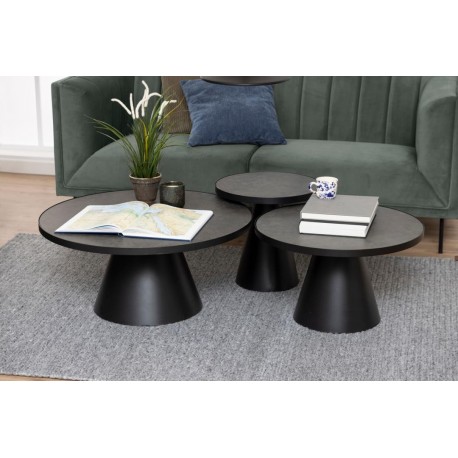 Soli sofabord sort glas Ø65