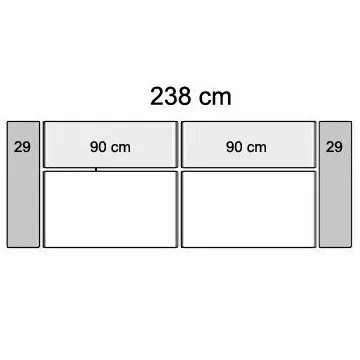 238 cm med 2 sæder