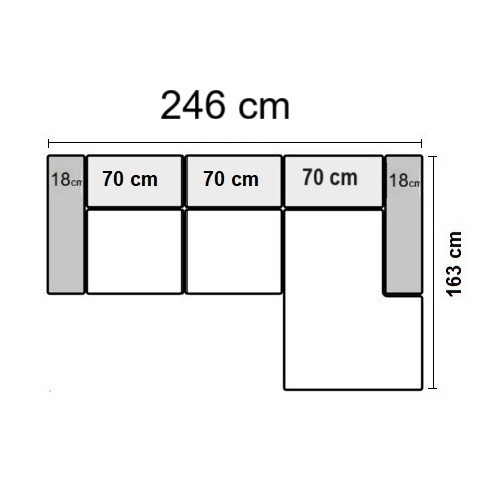 246 x 163 cm Højrevendt